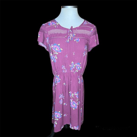 Matilda Jane Art Class Mauve Floral Dress Crochet Rayon Size XL - Picture 1 of 5
